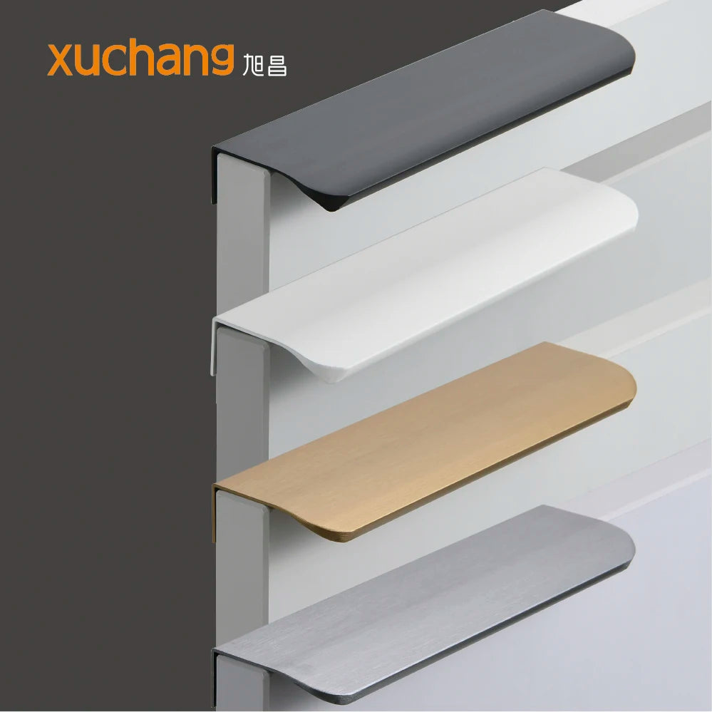 Hidden Drawer Hardware Aluminum Profile Handle Door Pull Handles for Kitchen Cabinets Dressers Bedrooms Bathrooms Hotels