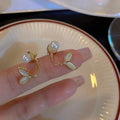 AA00989 S925 Needle Korean Fashion Jewelry Style Statement Design Fish Tail Opal Pearl Hook Earrings Wholesale