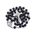 Gothic Popular Black Plastic Beads Cross Rosary Necklace Catholic Rosaries