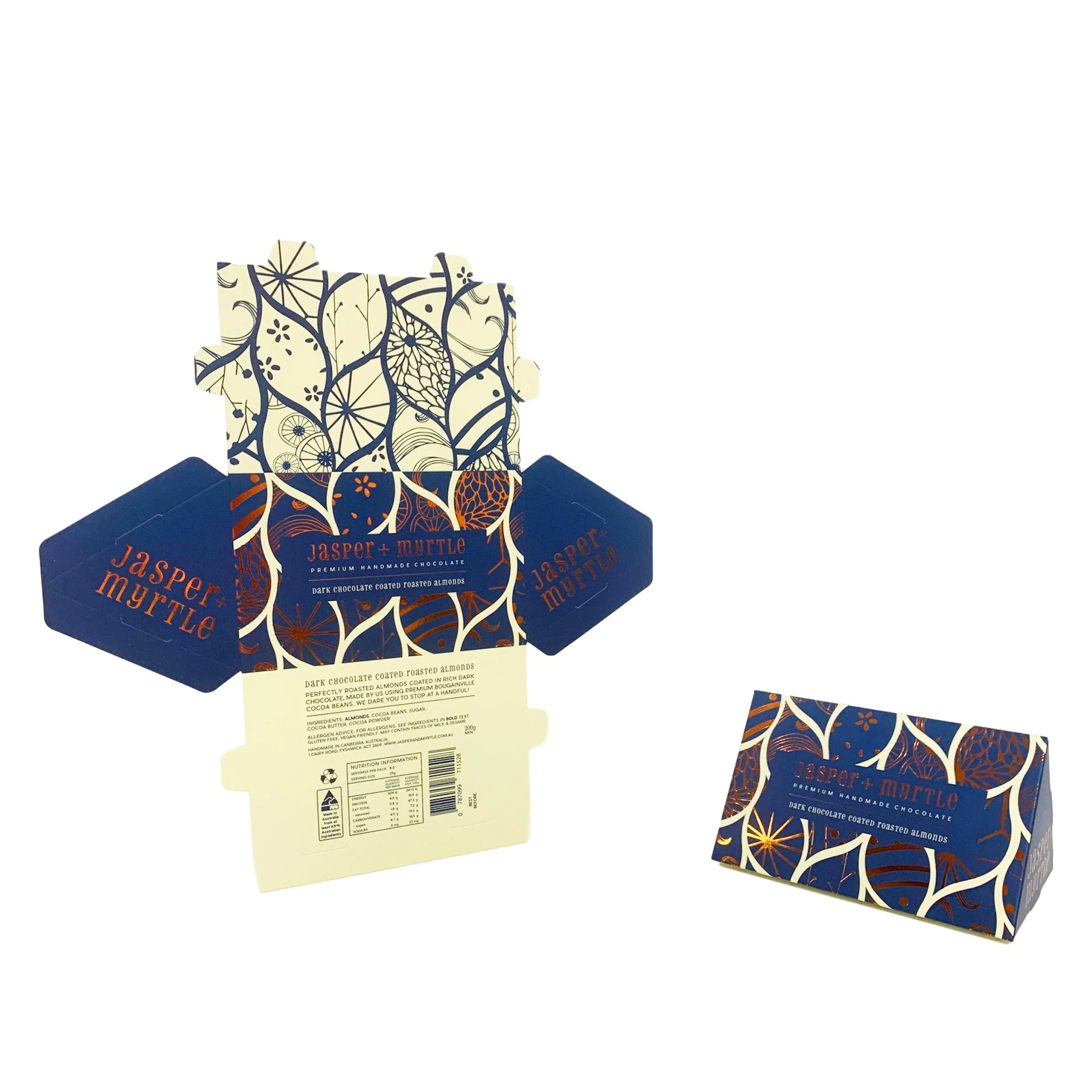 Custom Self-Assembly Rectangle Rigid Boxes Matt Lamination Art Paper 14*9*9cm Handle for Recyclable Chocolate/Candy Packaging