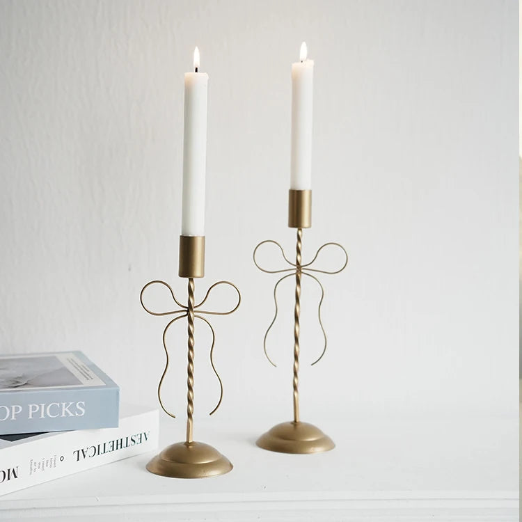 LANJO Luxury Butterfly Brass Candlestick Holder Vintage Brass Handcrafted Iron Taper Candle Holders
