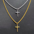 3mm Twist Rope Chain Cross Necklace Stainless Steel Men Gold 25mm Crucifix Cross Necklace Medusa Lion Compass Pendant