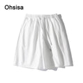Ohsisa  Hot Polyester Casual Shorts for Men  Women Solid Color Logo Flower Loose Mid Waist Sports Pants Elastic Waist Closure