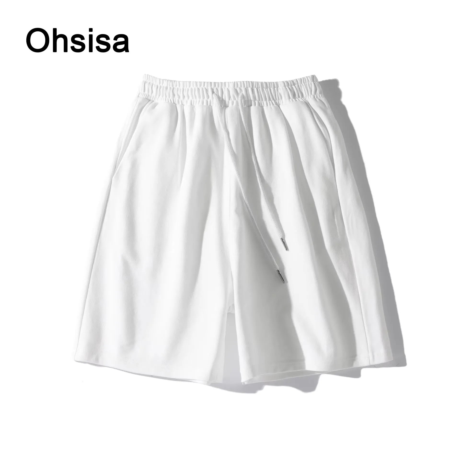 Ohsisa  Hot Polyester Casual Shorts for Men  Women Solid Color Logo Flower Loose Mid Waist Sports Pants Elastic Waist Closure