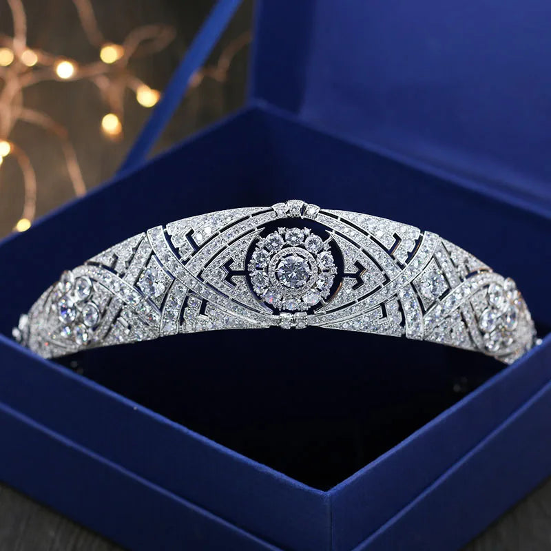 SLBRIDAL Classic Cubic Zirconia Wedding Tiara Headband CZ Bridal Queen Princess Pageant Royal Crown Women Jewelry Free Shipping