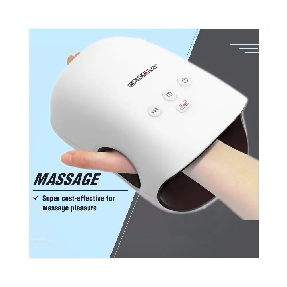 CINCOM Electric Cordless Hand Massage Machine with Heat Mini Air Compression Massager 3 Modes & 3 Intensity 12W White Plastic
