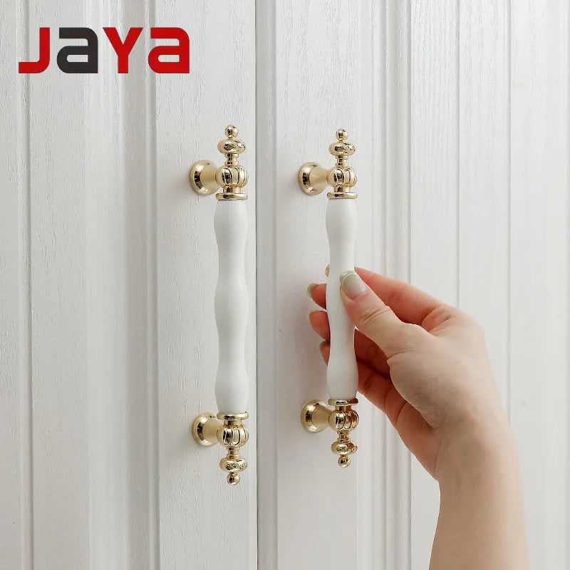 JAYA High Quality Ceramic Handle Modern Antique Cabinet Cabinet Closet Furniture Door Handle Ceramic and Aluminium Handle Knobs