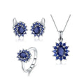 A017 Abiding Fine Jewelry Wholesale Classic 925 Sterling Silver Diffusion Sapphire Gemstone Jewelry Set