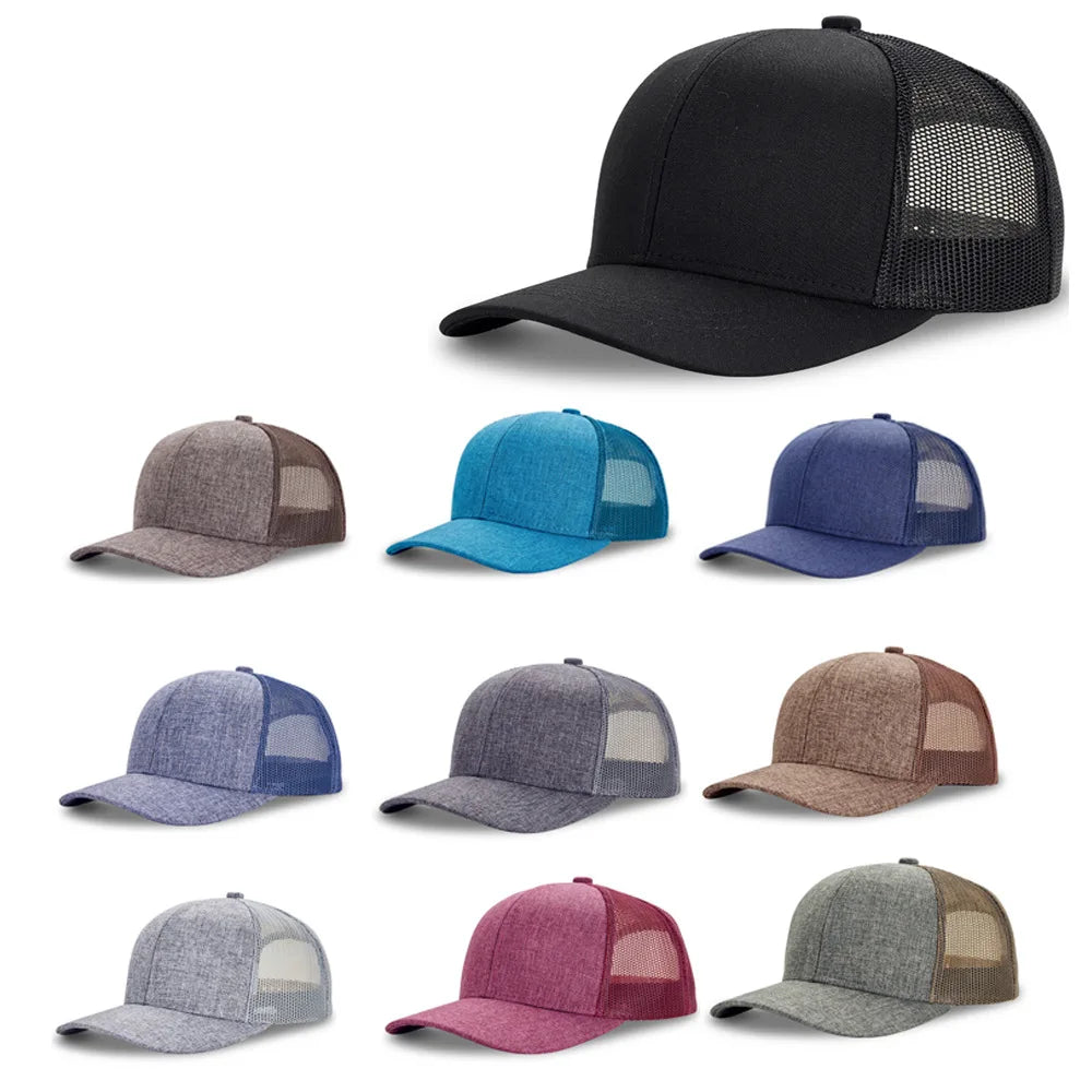 New Hip Hop Street Sunshade Custom Logo Unisex 6 Panel Sport Mesh Trucker Hat Cap