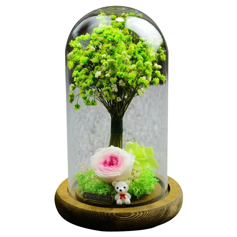 Wholesale Led Light Artificial Flower Arrangements Forever Rose Flower Preserved With Glass Mother'S Day Gift