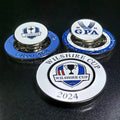 New 40mm 2 Sided Custom Embossed Metal Magnetic Golf Poker Chip Ball Marker