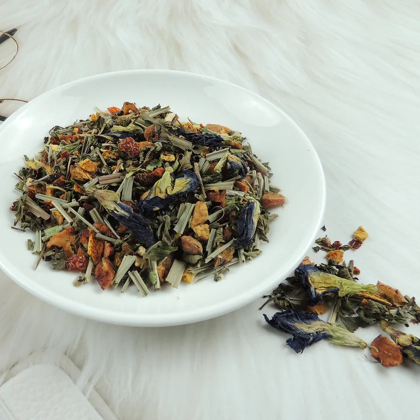 HXZ027 Loose Leaf Tea Dried Fruit and Blue Butterfly Pea Flower Blended Tea Flavor Fruit Tea