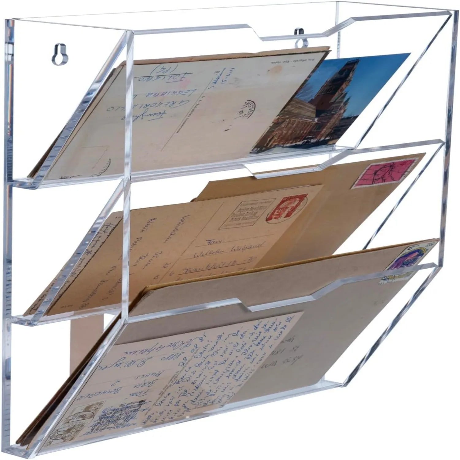 Modern High Quality 3-Layer Acrylic Letter Rack Transparent Wall-Mounted Mail Organizer for Postcards Brochures Office Furniture