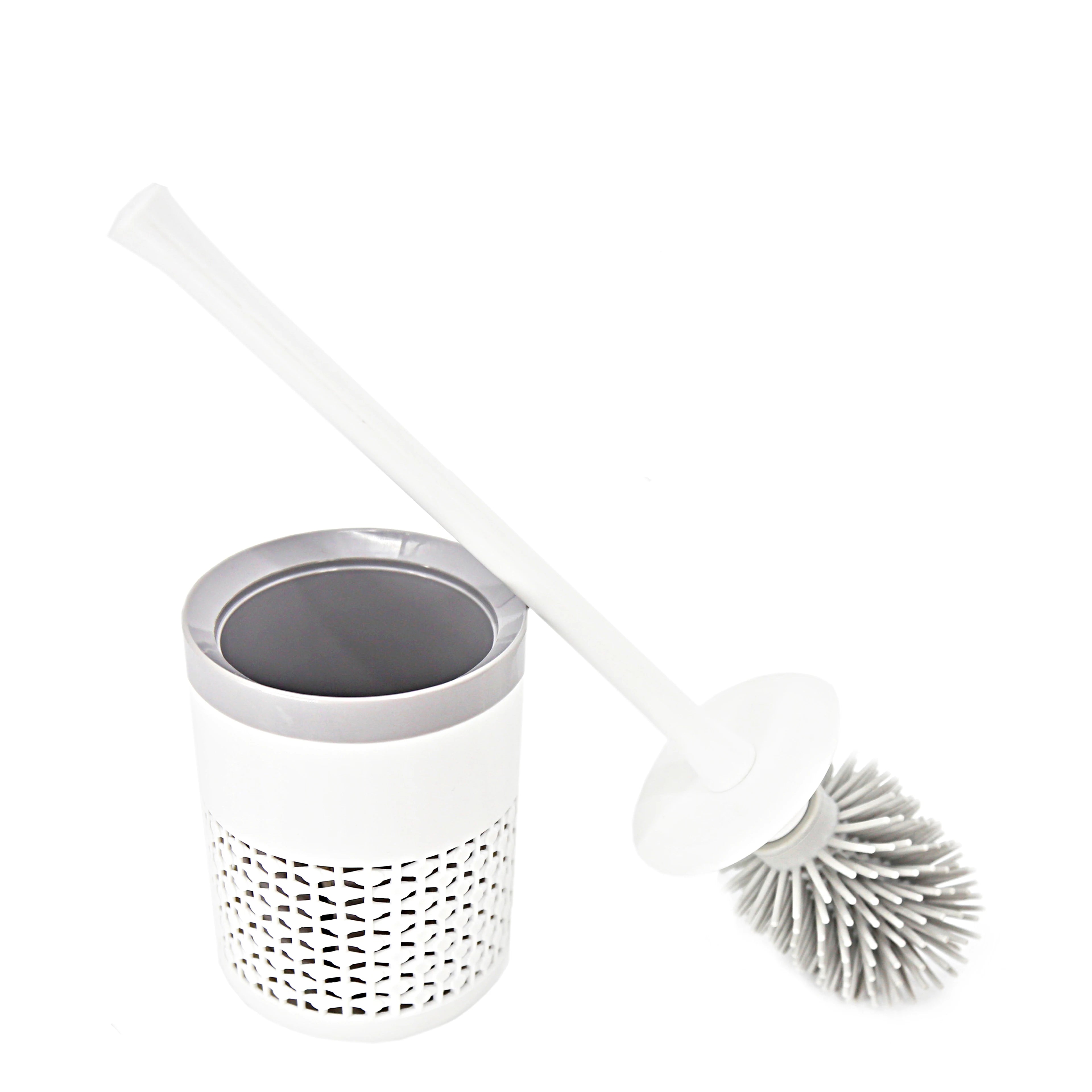 Soft TPR and Silicone Bathroom Cleaning Brush Set with Holder Plastic Toilet Cleaning Brushes