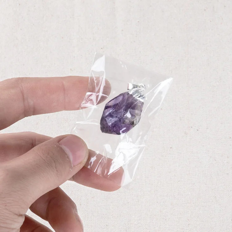 Diy Amethyst Hexagonal Chakra Amethyst Pendant Bullet Crystal Gemstone Pointed Quartz Stone Pendants