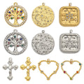 Wholesale Jewelry Accessories Tree of Life Geometric Hollow Waterproof Stainless Steel Heart Cross Necklace Pendant