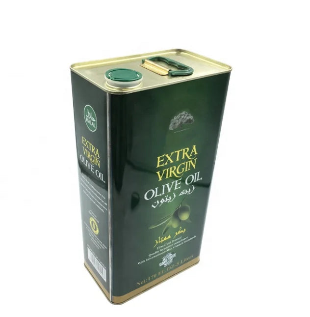Wholesale Custom Empty Tinplate Can Metal Container  5Litre Virgin Edible Oil Tin Can Food Grade Oil Packaging Tin for Olive Oil