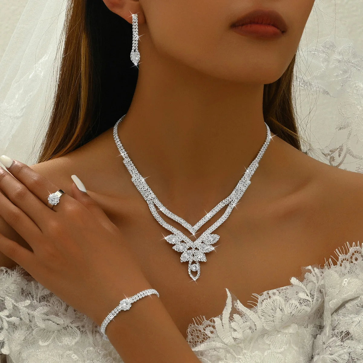 Luxury Bridal Zircon Jewelry Set for Weddings & Special Occasions - Wholesale Accessories for Women