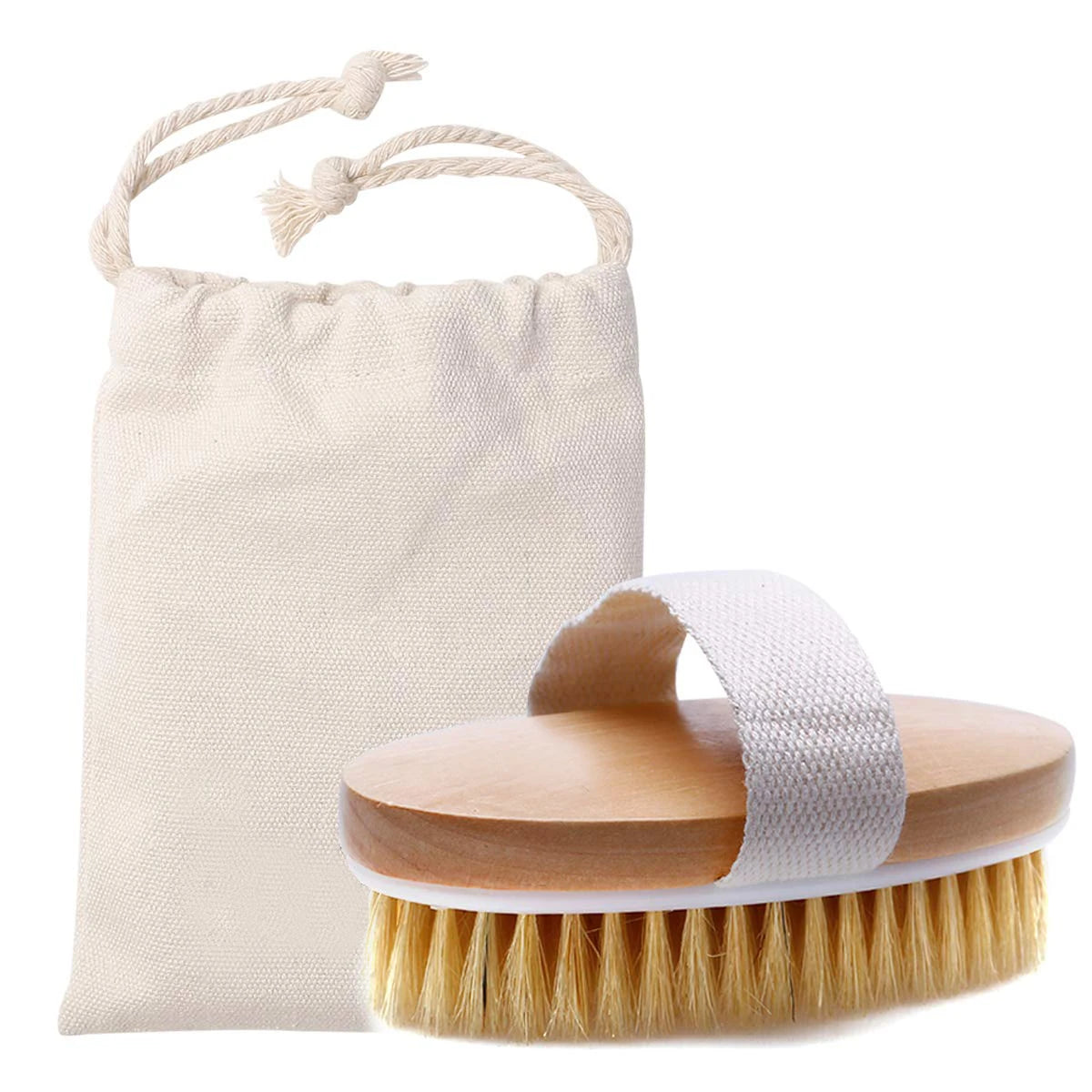 Custom Logo Wood Bamboo Massage Wet and Dry Skin Bath Body Brush Body Scrub Round Boar Bristle Body Brush