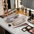 Travel Makeup Brush Organizer Bag Transparent Window Fashion Leather Holder Zipper Cosmetic Brushes Pouch Case