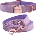 OEM Luxury Fashion Rose Gold Metal Buckle Adjustable Velvet Dog Collar Leash Free Sample Padded Nylon Animal Pattern Ribbon