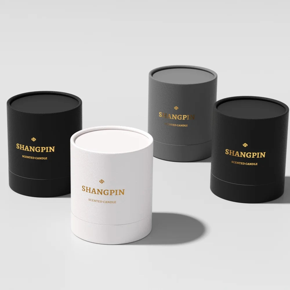 Private Label Recyclable Black Gold Foil Perfume Candle Bottle Packaging Tubes Cylinder Jar Gift Paper Tube for Crafts