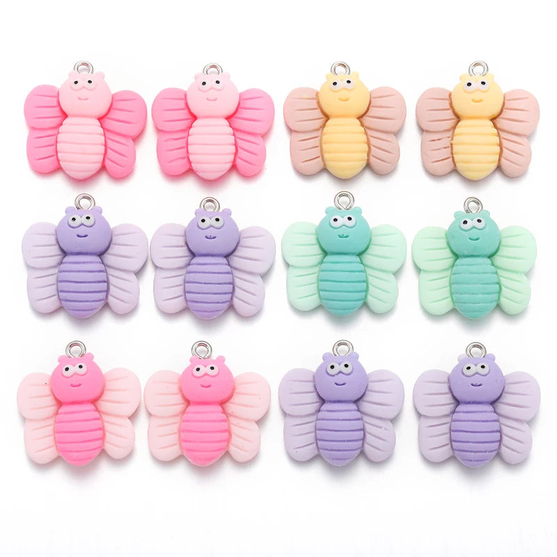 8 Colors Resin Bee Charm for Earring Necklace Pendants DIY Craft Jewelry Making Accessories 24*24mm W351