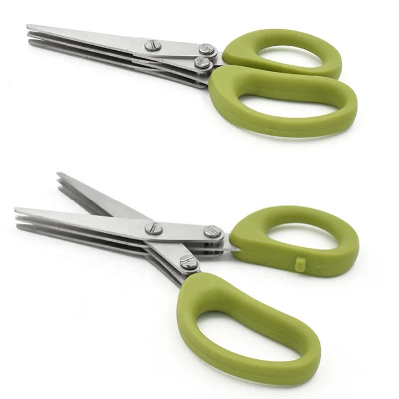 3 Blades Stainless Steel Kitchen Scissors Multipurpose Herb Cutting Shears 5 Inch 1.2mm Thick