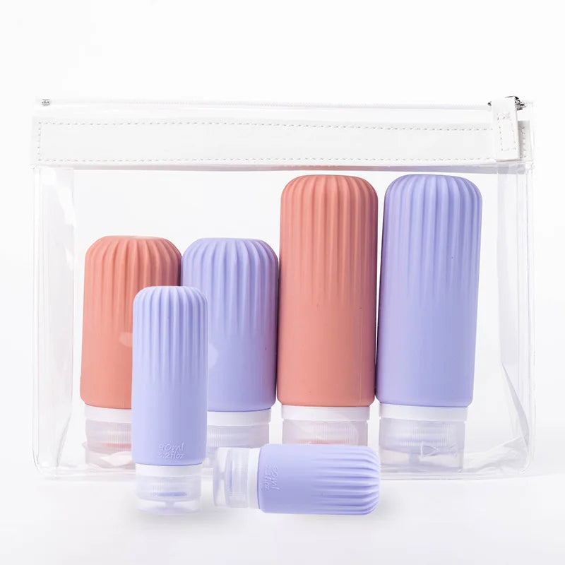 Factory Outlet Y0927 Portable 2oz/3oz Silicone Cosmetic Travel Bottles Set with Customizable Colors for Outdoor Use