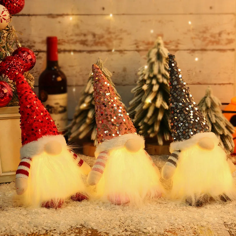 Hot Selling Christmas Decoration Sequins Glowing Rudolf Doll with No Face Doll Ornament
