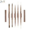Double Sided Metal Handle Rose Gold Ferrule Nails Art 3D Acrylic Gel Brush 2 in 1 Detailing Liner Brush