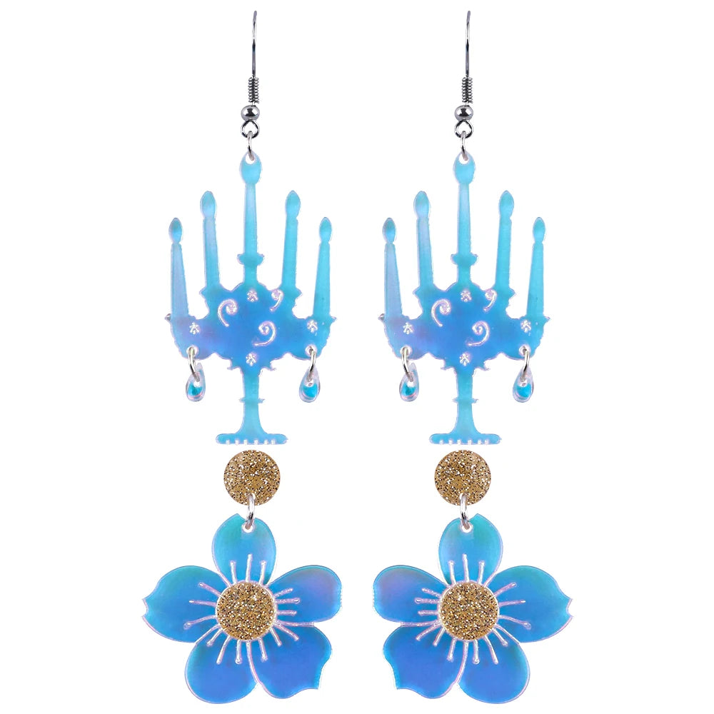 New Arrival Wholesale Laser Camellia Sequined Flower Candlestickler Lampstand Laser Earrings