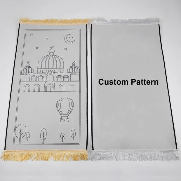 Muslim Children's Gift Islamic Prayer Mat Custom Patterns DIY Painting Washable Non-Slip Stain Resistant 47x100cm Children's
