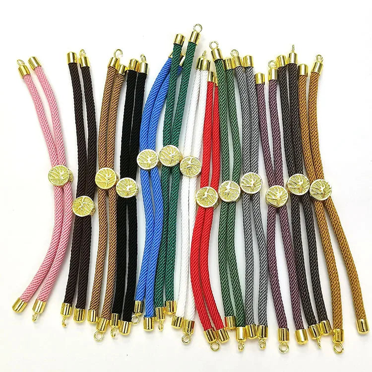 BCL1260 Adjustable Cords for Bolo Bracelet Making Black Half Finished Bracelet String Cord With Sliding Slider Stopper Beads