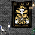 Egyptian Pharaoh Skull Tarot Tapestry Psychedelic Wall Mounted Hippie Hanging Bohemian Wall Tapestry Mandala Wall Art Decor