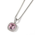 TOP ICY Luxury Small Pink Stone Micro Pave 5A Zircon Pendant Wedding Fashion Jewelry Big White Gold Cute Pink Stone Cute Wedding