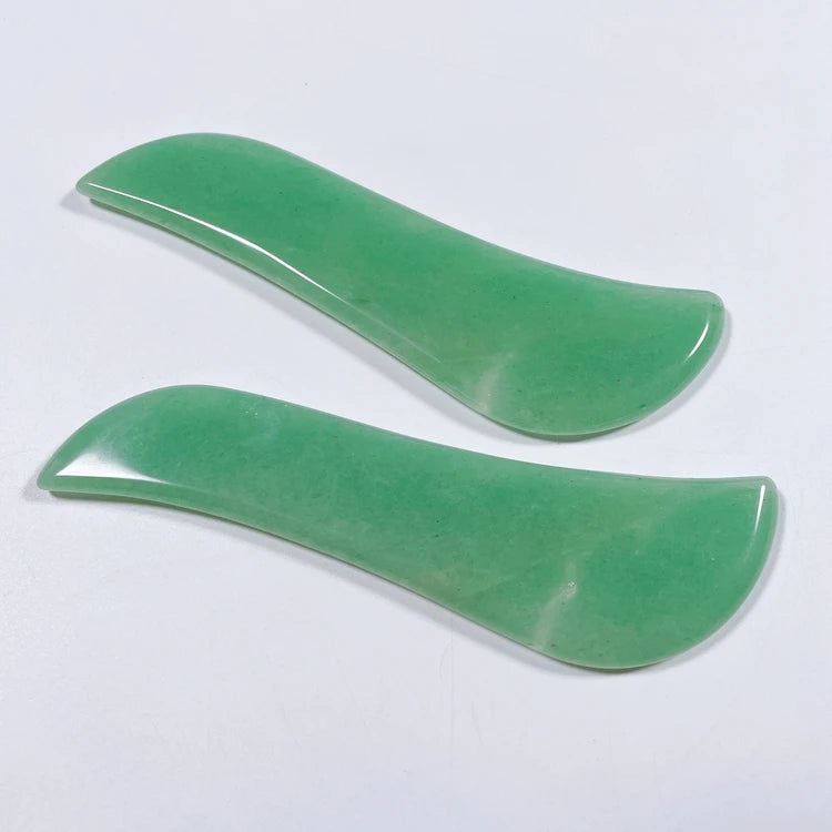 Huiying Face Guasha Scrape Therapy Natural Green Aventurine Stone Tool Healing Stone Scrapping Plate Board S Shape