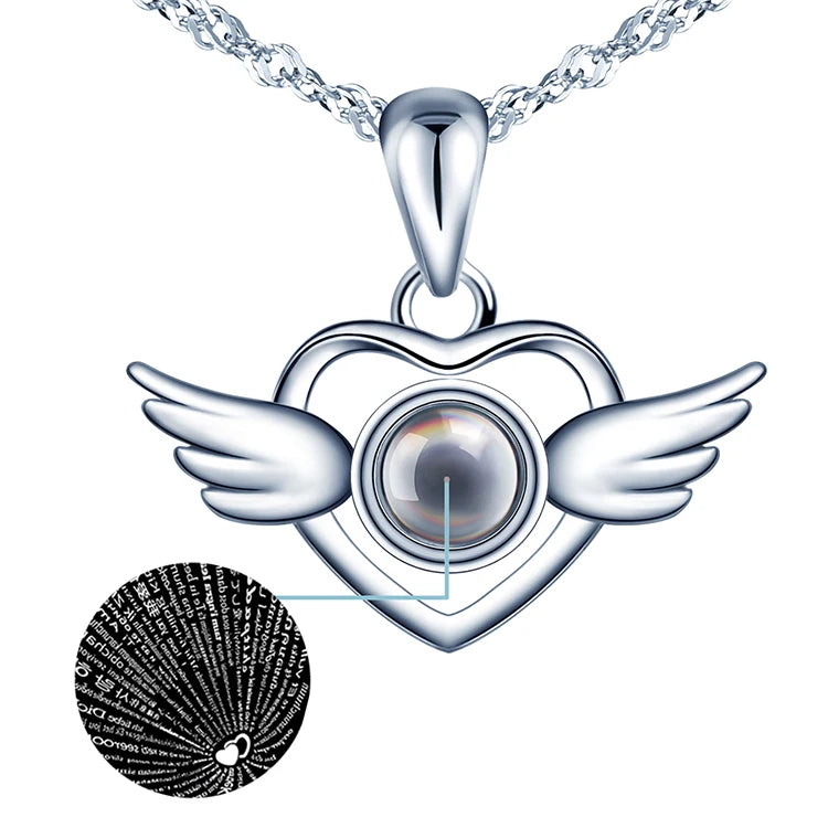 Custom  925 Sterling Silver Pendant Necklace I love You in 100 Languages Project Oem