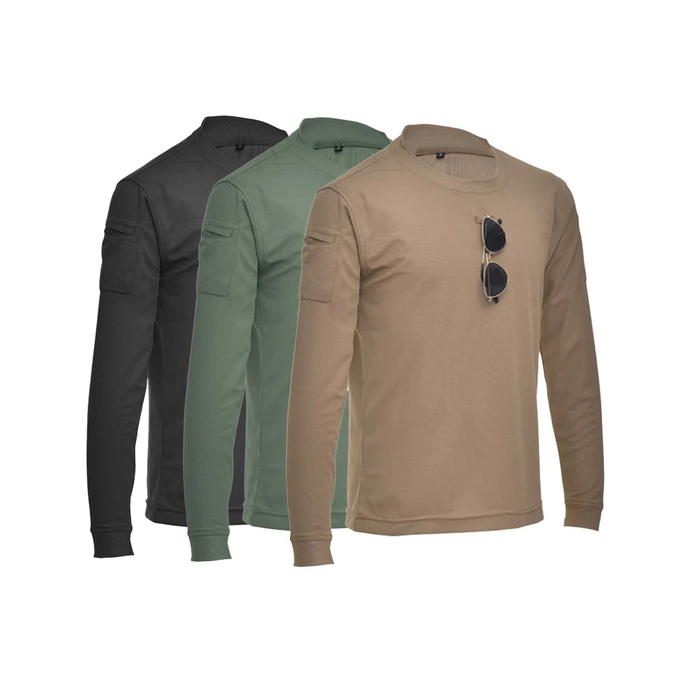 Stock Men's Breathable T Shirt Sport Long Sleeve Tactical Shirt Tactical Outdoor Hunting Hiking Shirt
