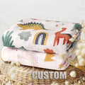 Custom Print Baby Muslin Receiving Blanket Soft Cotton Unisex Swaddle Wrap for Newborn Infant Knitted Baby Blanket
