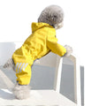 Designer Pet Dog Raincoat Jacket in High Visible Fluorescent Yellow S to 5XL with Reflective Stripes Hood Small Big Apparel