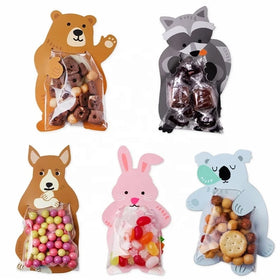 10 Pcs/Pack Cartoons Animal Easter Rabbit Bunny Decoration Greeting Card Sweet Candy Sugar Bag Cookie Gifts Packaging Bags