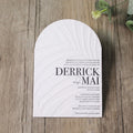 Customized Arch Shape Debossed Cotton Paper Lvory Invitations Wedding Set with Envelope