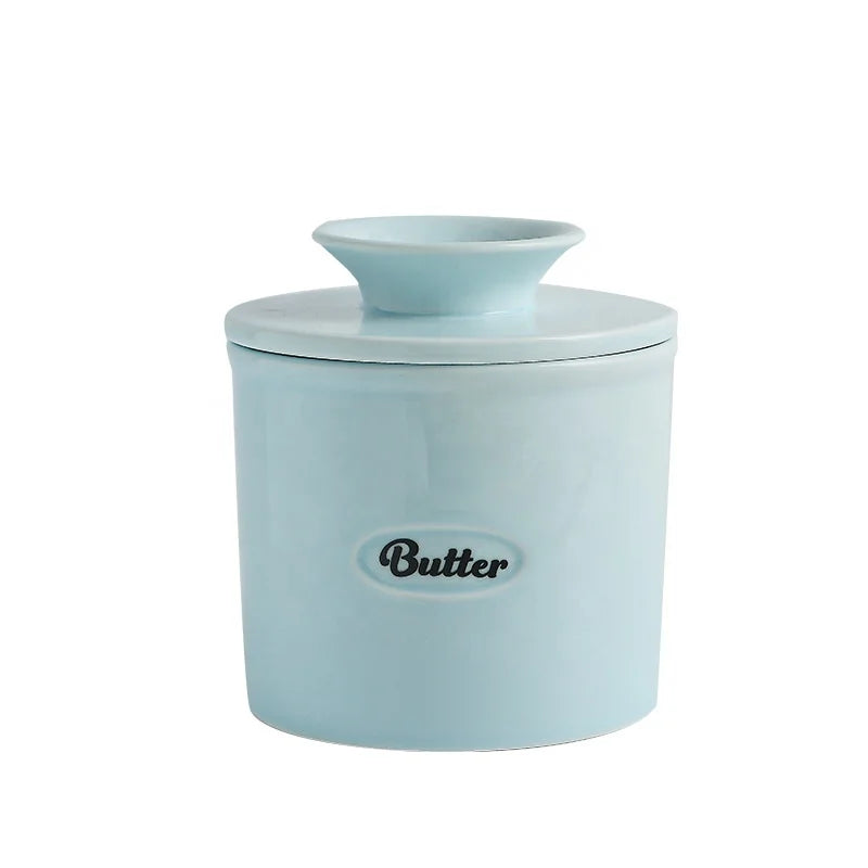 2022 Hot Sale Round Ceramic Stoneware Butter Dish with Lid Modern Design Freshness Preservation for Kitchen Use