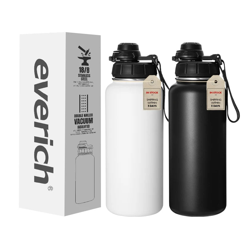 In Stock Classical Sublimation Blank Matte 32oz Insulated Vacuum Water Bottles Stainless Steel Outdoor Cold Drink Bottle