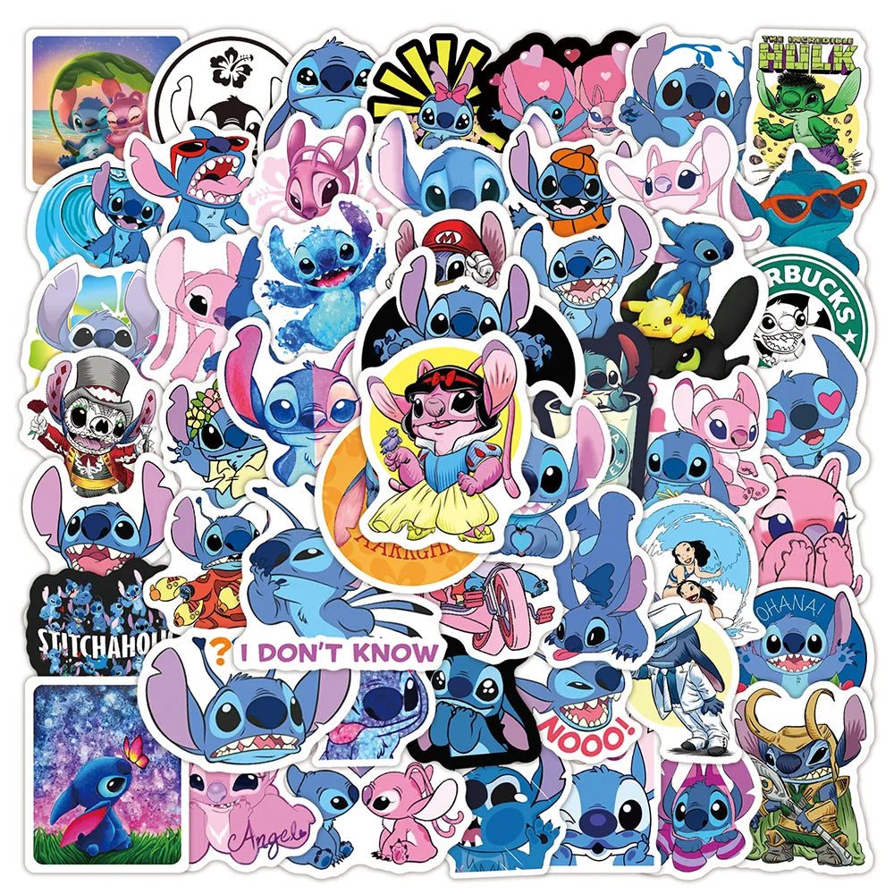 100Pcs New Lilo and Stitch Cute Cartoon Graffiti Sticker for Girl Laptop Notebook Phone Waterproof Custom DIY Label