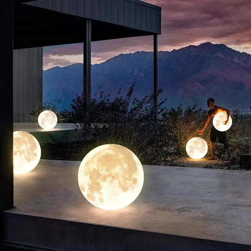 Q190 Solar Moon Lamp Villa Garden Decorative Ball Lights Led Landscape Moon Shape Lights Yard Wedding Decoration