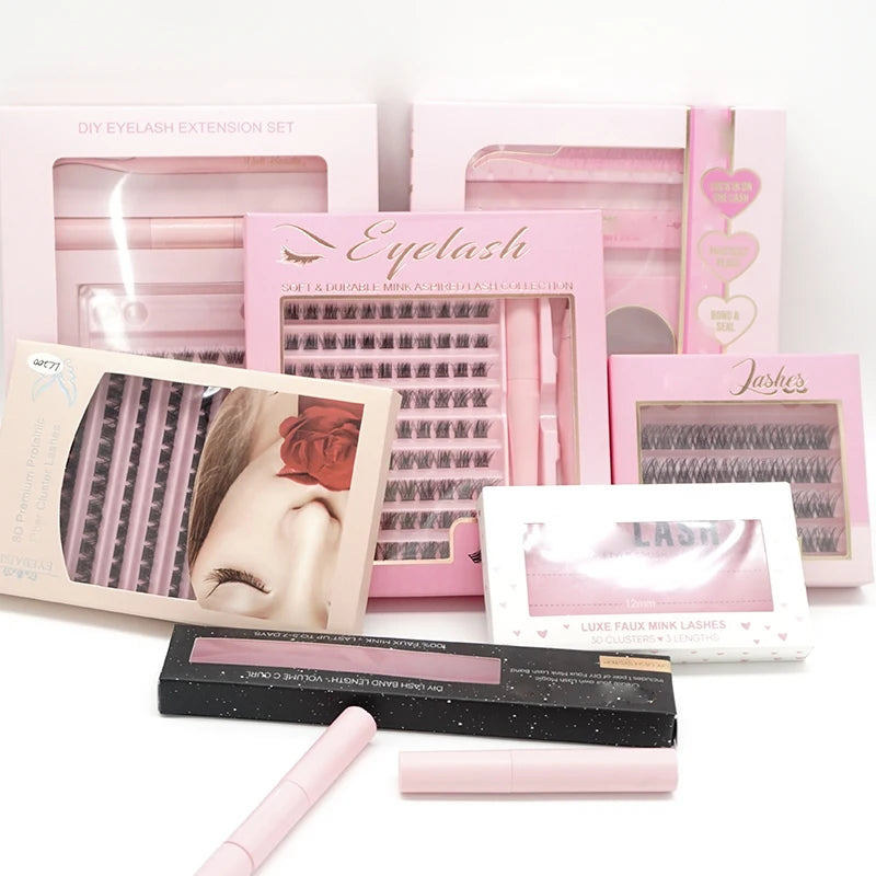 Private Label Lashes Cluster Kit Custom logo Cluster Handmade Segmented Diy Lash Extensions Kit