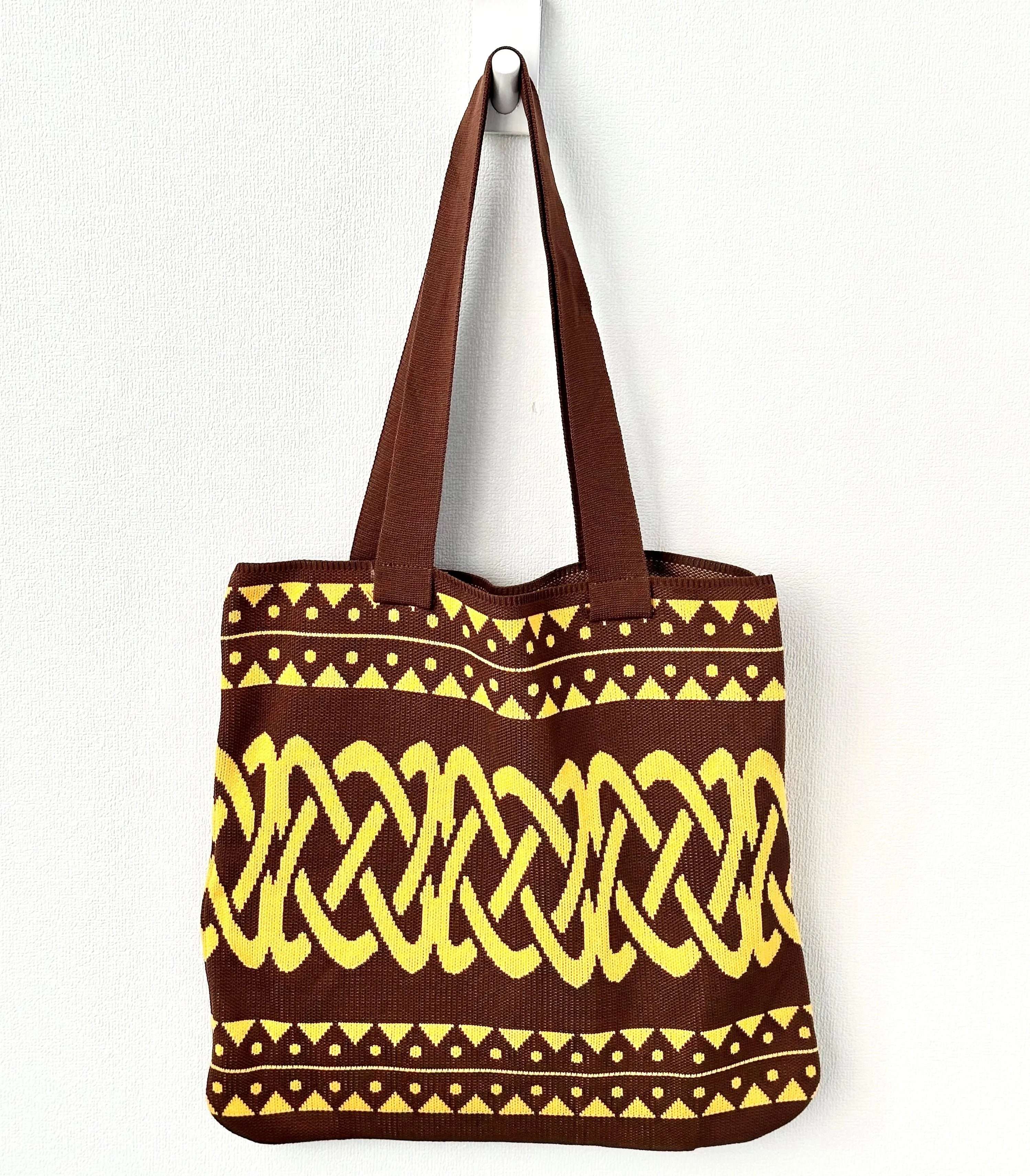 2023 Lightweight Portable Custom Printed Polyester Fashionable Shoulder Tote Bags Dust Proof Natural Reusable Knitted Woven All