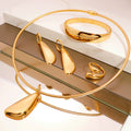 Wholesale Charm Simple Four Piece Jewelry Fashion Water Drop Necklace  Earrings Bracelet Rings Gold Plated Women's Jewelry Set